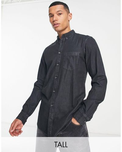 French Connection Tall - chemise manches longues en jean - Bleu