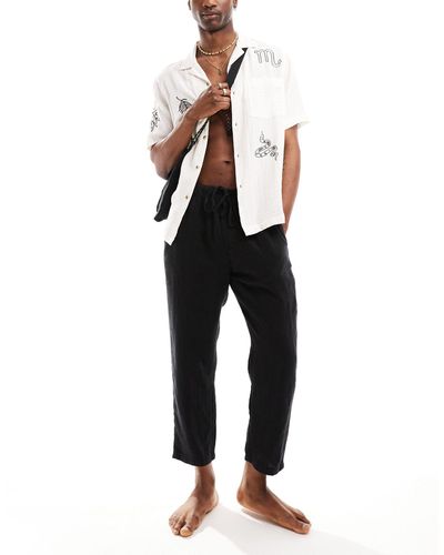 Pull&Bear 100% Linen Trouser - Black