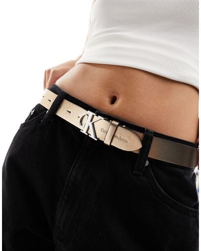 Calvin Klein Round Mono Leather Belt - Black