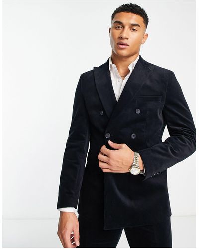 SELECTED Slim Fit Double Breasted Suit Jacket - Blue