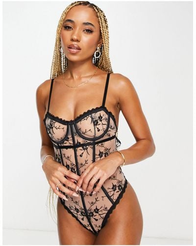 Lace Mesh Plunge Teddy Monowire