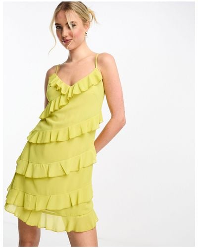 Style Cheat Satin Cami Mini Dress - Yellow