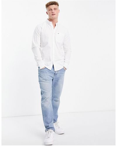 Hollister Oxford Slim Fit Long Sleeve Shirt - White