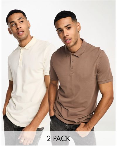 ASOS Set Van 2 Piqué Polo's - Bruin