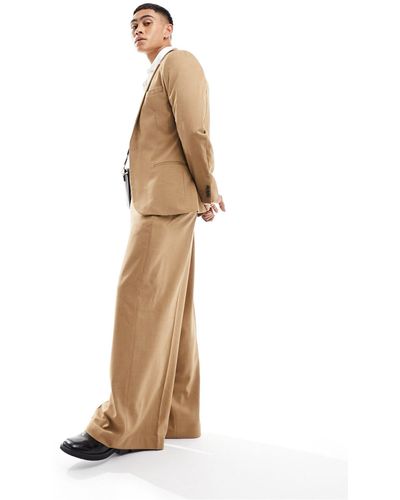 ASOS Extreme Wide Suit Trouser - Natural