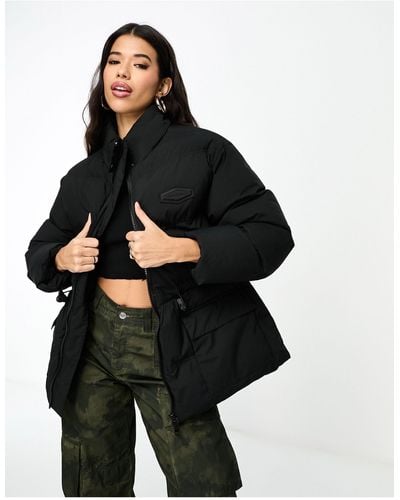 The Couture Club Oversized Pleated Puffer Jacket - Black