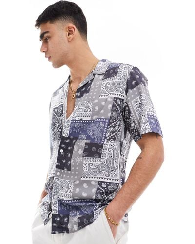 Only & Sons Resort Shirt With Bandana Print - Blue
