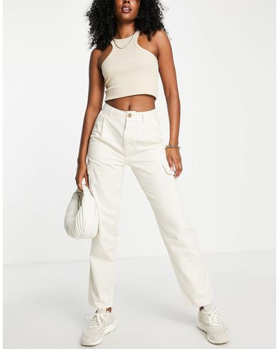 TOPSHOP Pantalones color con pinzas y bolsillo utilitario - Blanco