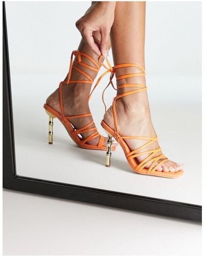 ALDO Bodisse Heeled Sandal With Bamboo Details - Orange