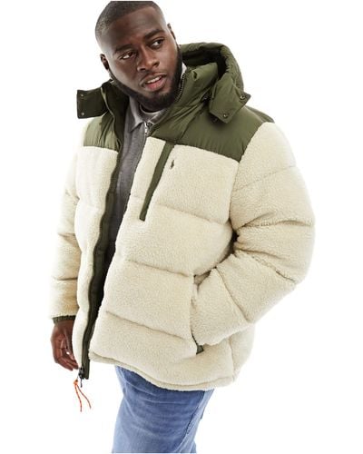 Polo Ralph Lauren Big & Tall Detachable Hood Borg Hybrid Down Puffer Jacket - White