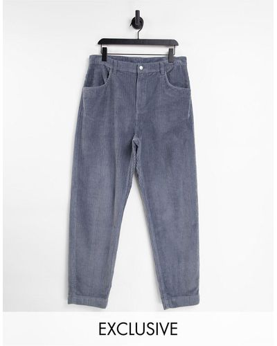Reclaimed (vintage) Inspired - The 83' - Uniseks Ruimvallende Jeans Van Corduroy - Grijs