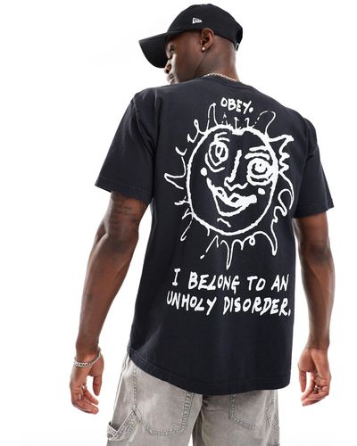 Obey Garment Dyed Sun Graphic T-shirt - Blue