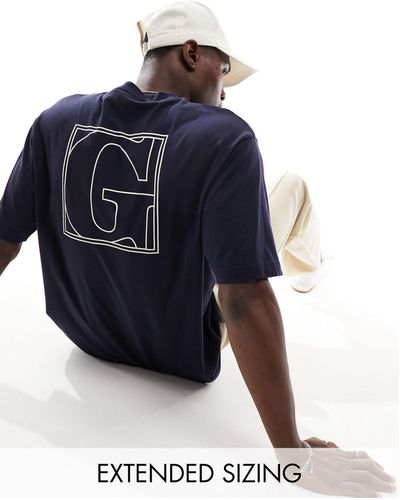 GANT Back G Box Print T-shirt Relaxed Fit - Blue