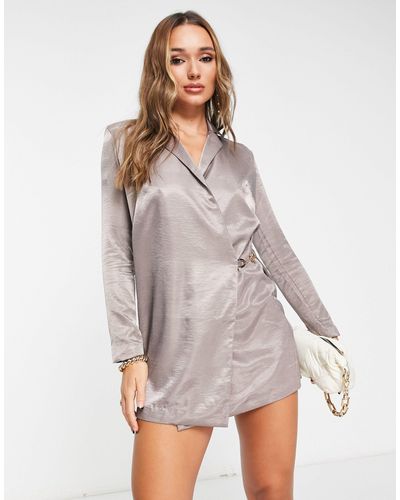 River Island Metallic Blazer Mini Dress - Grey