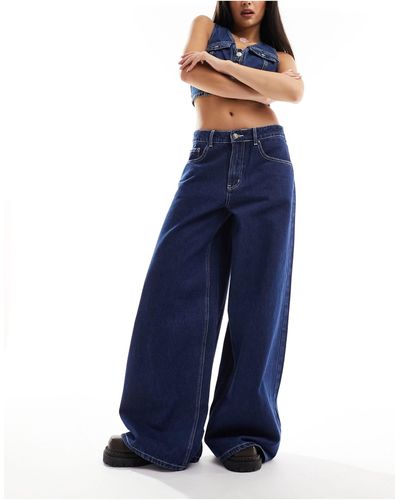 Lioness Jeans ampi a vita bassa lavaggio indaco - Blu