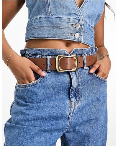 ASOS Wavy Buckle Waist And Hip Jeans Belt - Blue