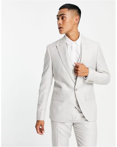 River Island Dobbie - giacca da abito testurizzata grigio chiaro - Bianco