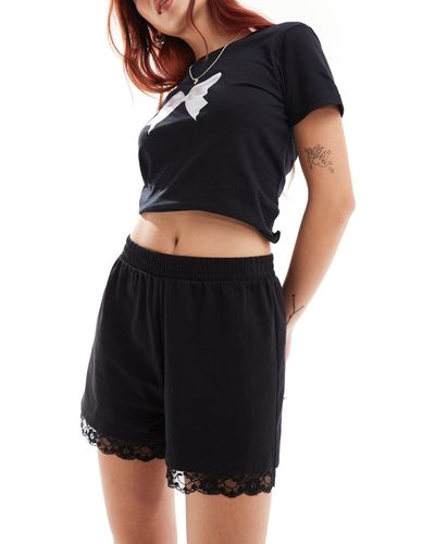 ASOS Shorts With Lace Detail - Black