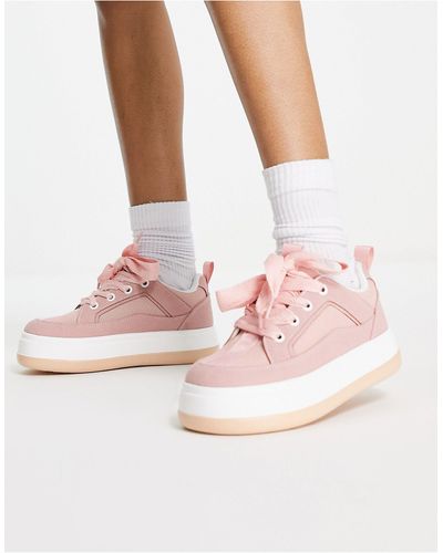ASOS Dakota Skater Sneakers With Oversized Laces - Pink