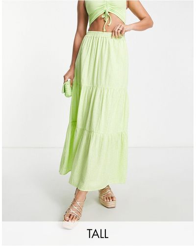 Pieces Tiered Maxi Skirt - Green