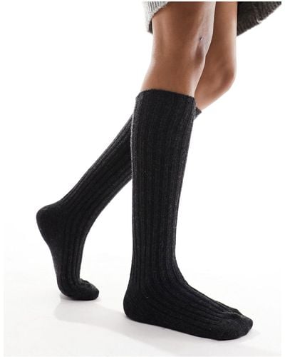 ASOS Knee High Wool Mix Boot Socks - Black