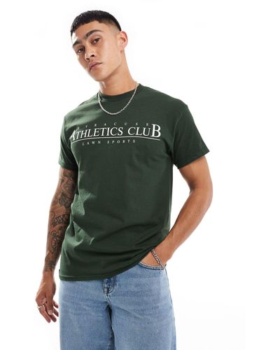 ASOS T-shirt With Athletics Club Chest Print - Green