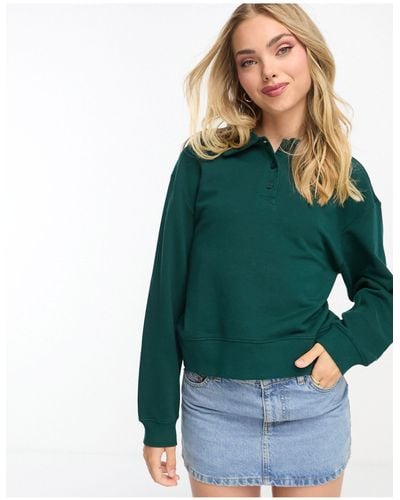 Monki Polo Collar Sweatshirt - Green