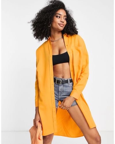 SELECTED Femme Oversized Shirt With Belt - Orange