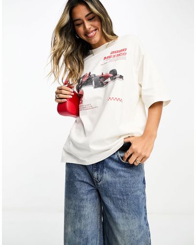 ASOS Oversized T-shirt With Racing Car Graphic - White