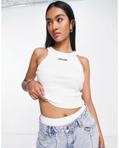 French Connection Ribbed Racer Vest Top - White