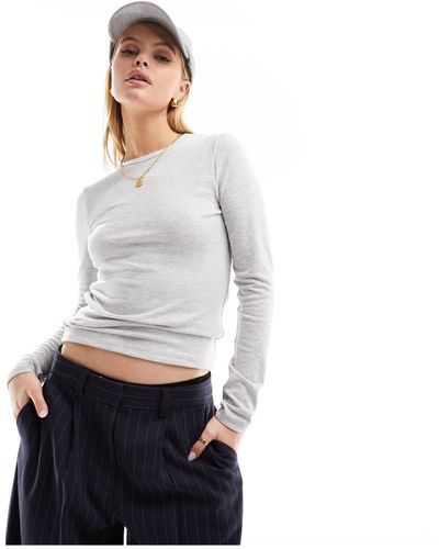 Abercrombie & Fitch Top gris - Blanco