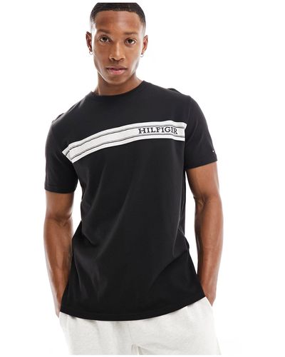 Tommy Hilfiger Monotype Stripe Lounge T Shirt - Black
