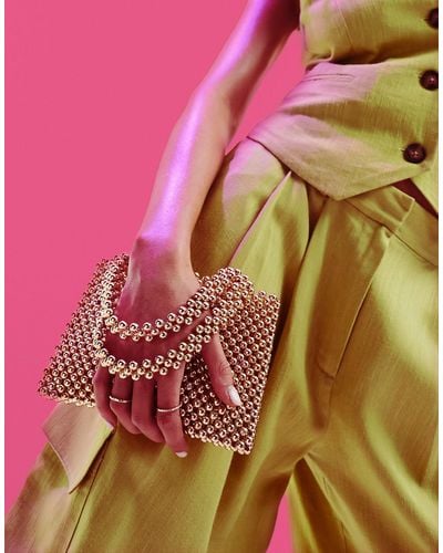 ASOS – clutch mit kleinen perlenkugeln und tragegriffen - Pink