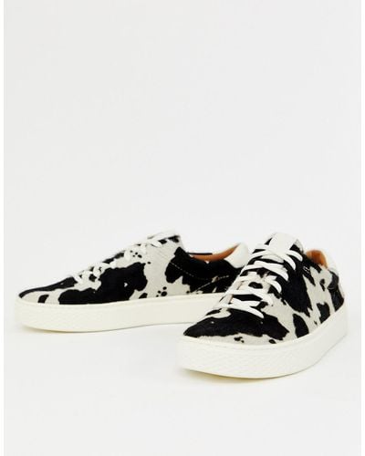 Polo Ralph Lauren Lace Up Sneaker In Animal Print - Black