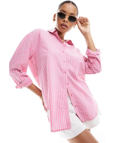 Vero Moda Oversized Stripe Shirt - Pink