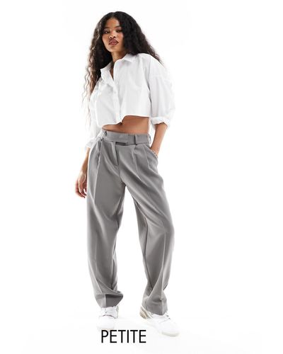 Only Petite Tailored Straight Leg Dad Trouser - White