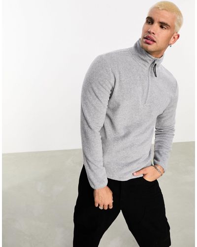 ASOS Half Zip Polar Fleece Sweatshirt - Gray