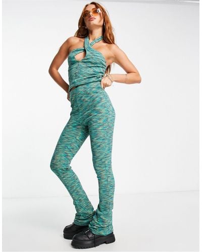 ONLY Space Dye Flared Pants - Green