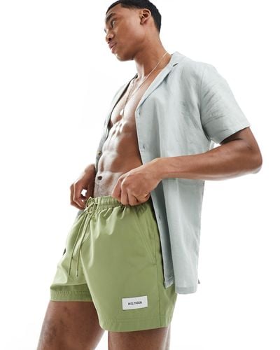 Tommy Hilfiger Monotype Short Drawstring Label Swim Shorts - Green