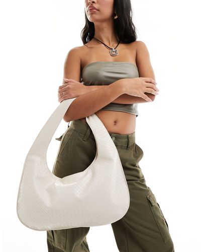 Glamorous Maxi borsa da spalla color crema intrecciata - Bianco
