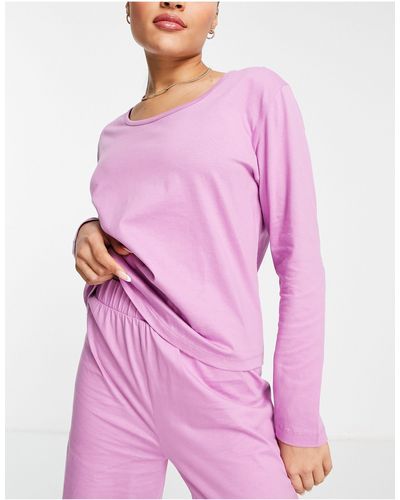ASOS Mix & Match Cotton Long Sleeve Pyjama Top - Purple