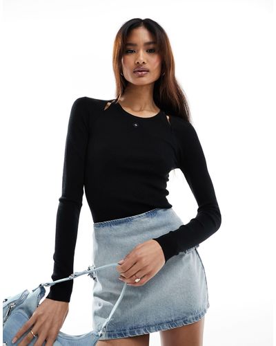 Miss Sixty Cut Out Knit Top - Black