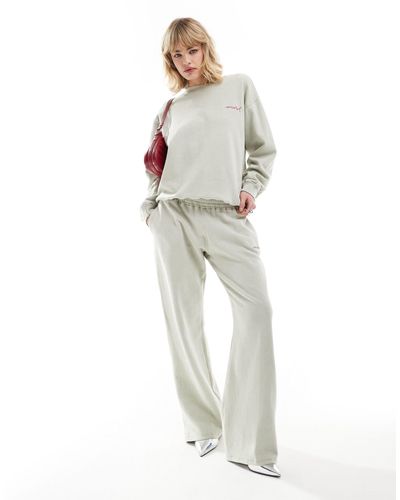 Motel Oversized Embroidered Wide Leg joggers Co-ord - White