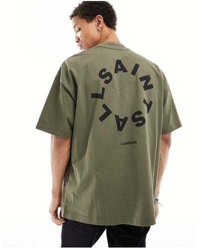 AllSaints Tierra - t-shirt oversize - kaki cendré - Vert