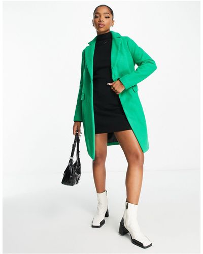 New Look Cappotto acceso elegante foderato con bottoni - Verde