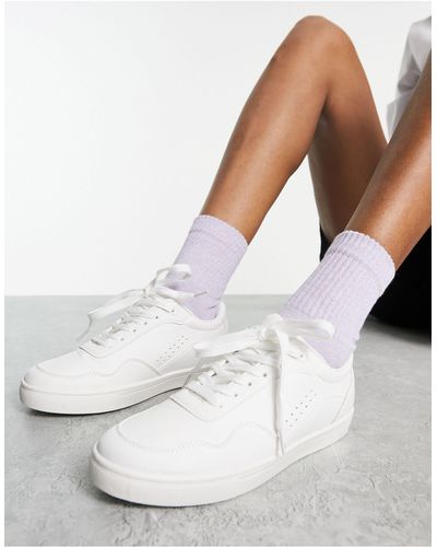 London Rebel Sneakers bianche stringate con pannelli - Bianco
