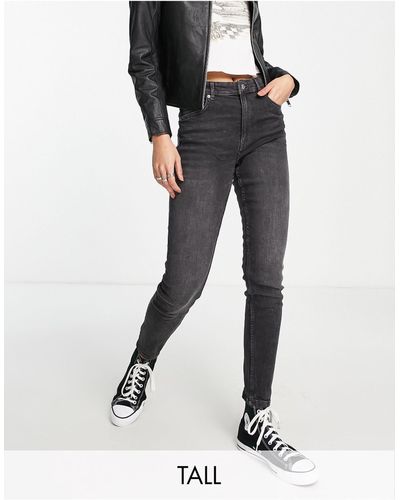 Bershka Tall - Skinny Jeans Met Hoge Taille - Grijs