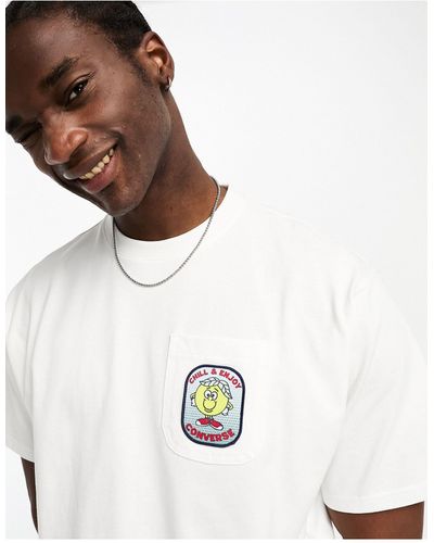 Converse T-shirt avec poche plaquée à imprimé fruit - Blanc