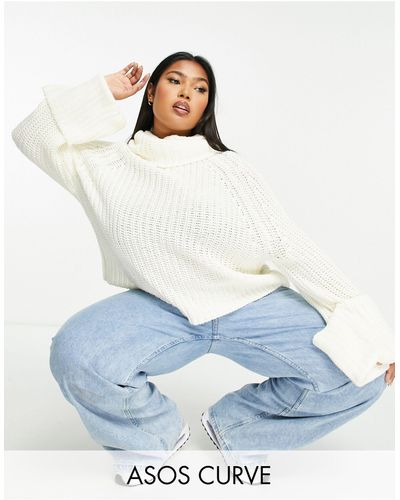 ASOS Asos Design Curve Oversize Sweater With Cowl Neck - Blue
