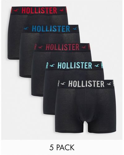 Hollister 5 Pack Contrast Logo Trunks - Black